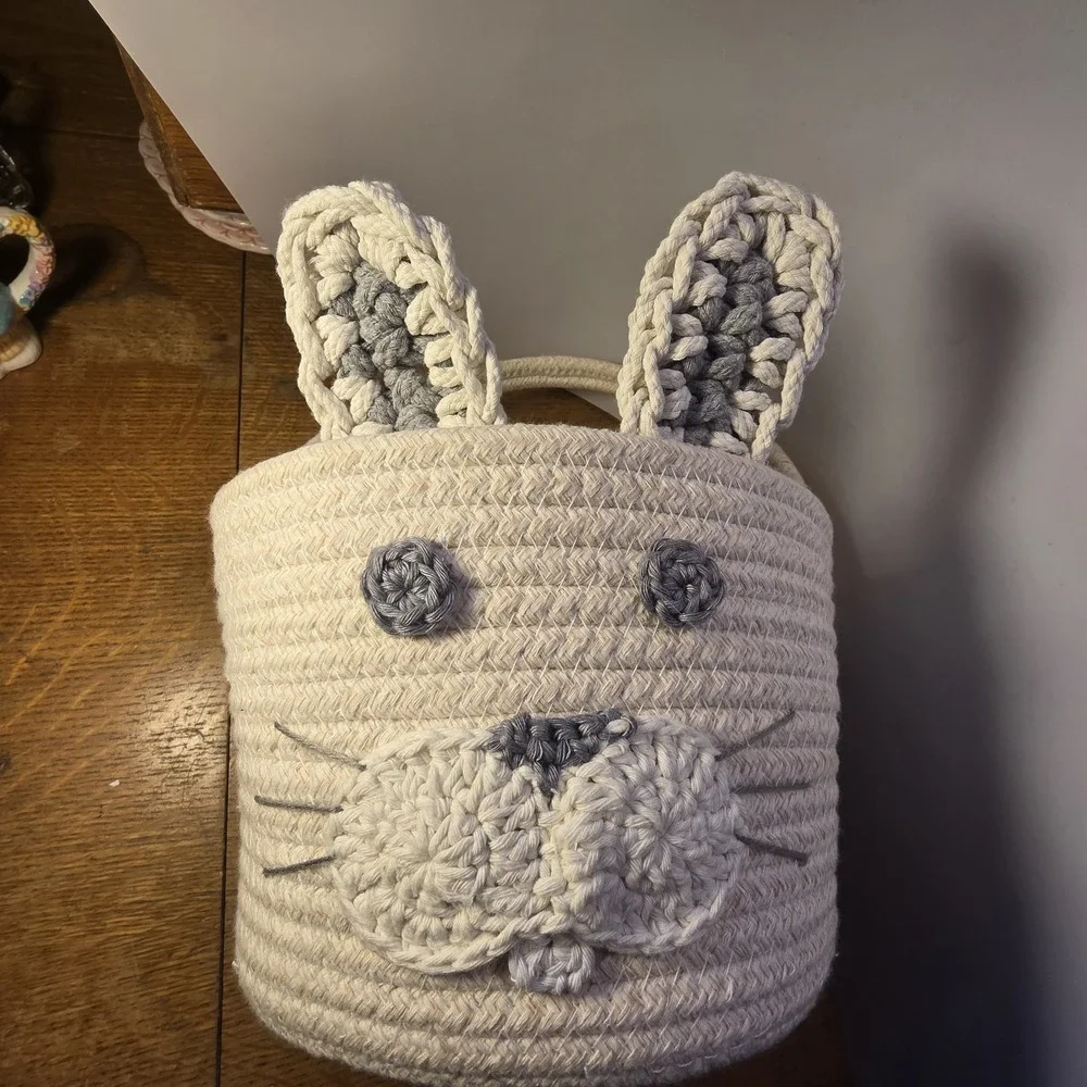 Woven Braided Rope Easter Bunny Rabbit Basket 8